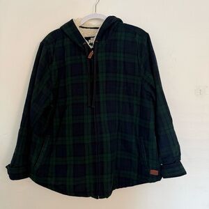 LL Bean Women’s Scotch Plaid Flannel Shirt, Sherpa Lined Zip Hoodie